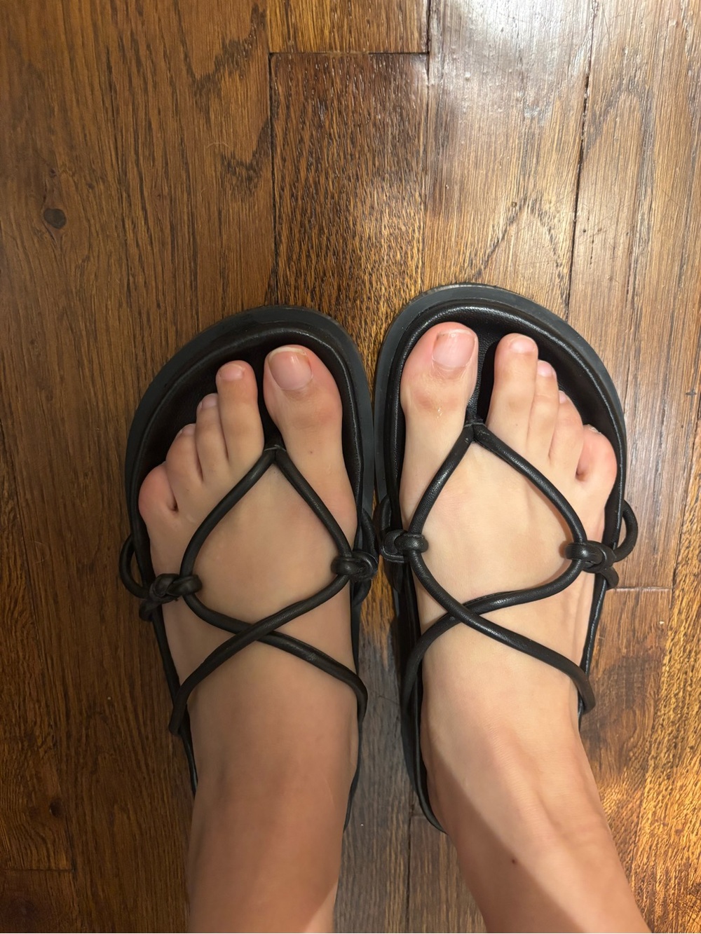 Women's Black Knotted-Strap Sandals